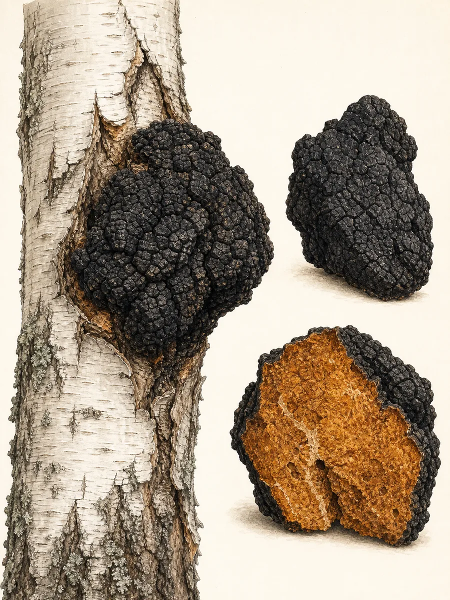 Błyskoporek podkorowy (chaga)
